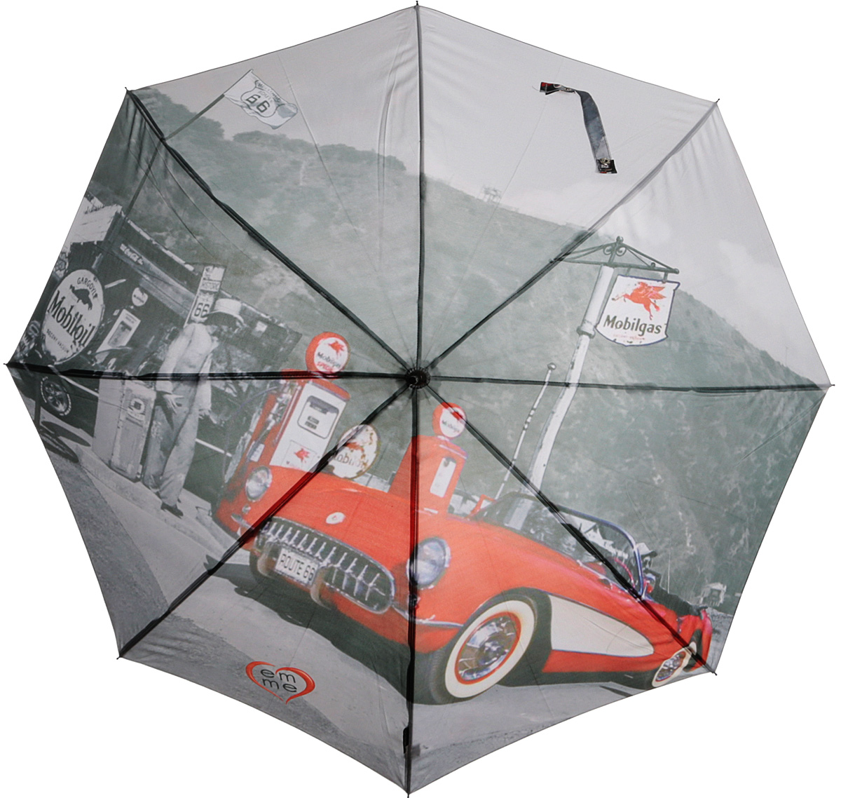 Зонт-трость женский Emme, полуавтомат, цвет: серый, красный. Е/M405-LA/Hollywood