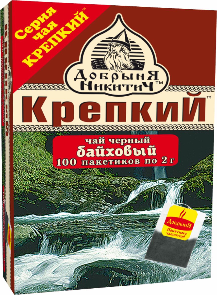 Добрыня Никитич Крепкий черный чай в пакетиках, 100 шт4607051540460 Добрыня Никитич Крепкий черный чай в пакетиках, 100 шт4607051540460Чай Крепкий идеально соответствует своему названию - это максимально крепкий черный чай с ярким, насыщенным вкусом и бодрящим ароматом. Особую крепость и сочный янтарный цвет напитку придают листья индийского чая, собранные в горах юго-восточной Индии, а основу составляют листья чая, выращенные на высокогорных плантациях Явы и Суматры. Чай Крепкий - это превосходный тонизирующий эффект и удовольствие от яркого, глубокого вкуса.