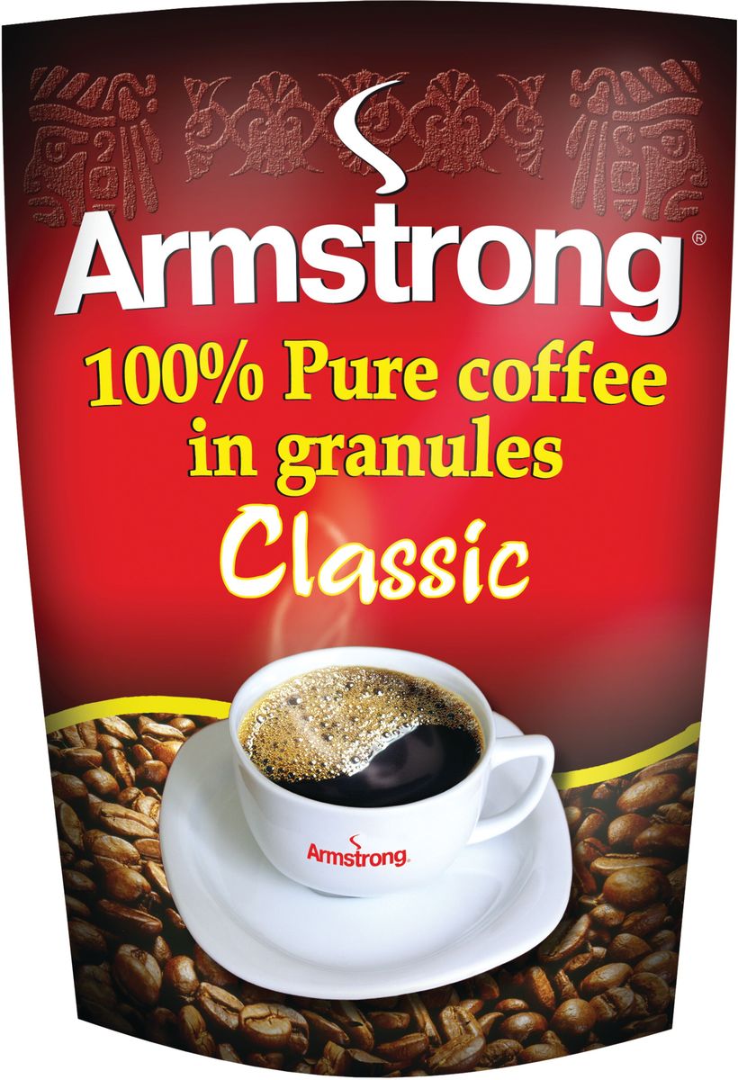 Armstrong Classic кофе растворимый,75 г4607051541153 Armstrong Classic кофе растворимый,75 г4607051541153Уникальное сочетание отборных сортов кофе Арабика и Робуста, выращенных на лучших плантациях Индии, придает кофе в гранулах особую крепость и вкус. Новейшая технология обработки зерен (отбор более качественных зерен, особый температурный режим) позволяет гранулам сохранить запах и вкус кофе длительное время.