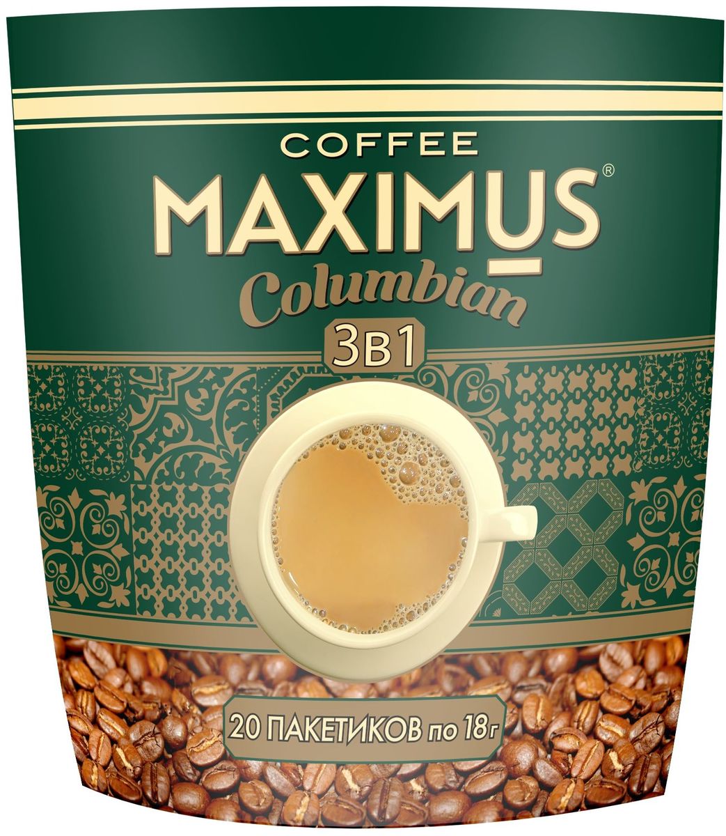 Maximus Columbian растворимый кофейный напиток в пакетиках, 20 шт maximus columbian растворимый кофейный напиток в пакетиках 20 шт