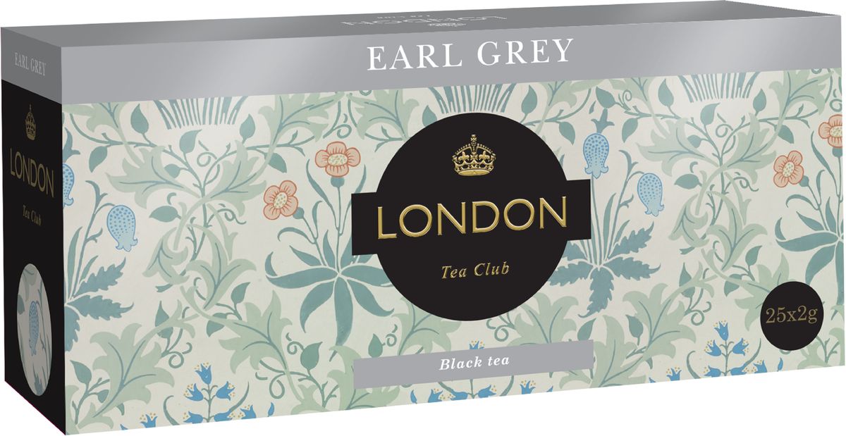 London Tea Club Earl Grey черный чай в пакетиках, 25 шт4607051541870 London Tea Club Earl Grey черный чай в пакетиках, 25 шт4607051541870Великолепный чай с волшебным ароматом бергамота, классический рецепт сэра Чарльза Грея. Бергамот придает напитку особый, изысканный вкус и нежный бархатный аромат с цитрусовой ноткой. Этот чай помогает избавиться от усталости и придает сил.