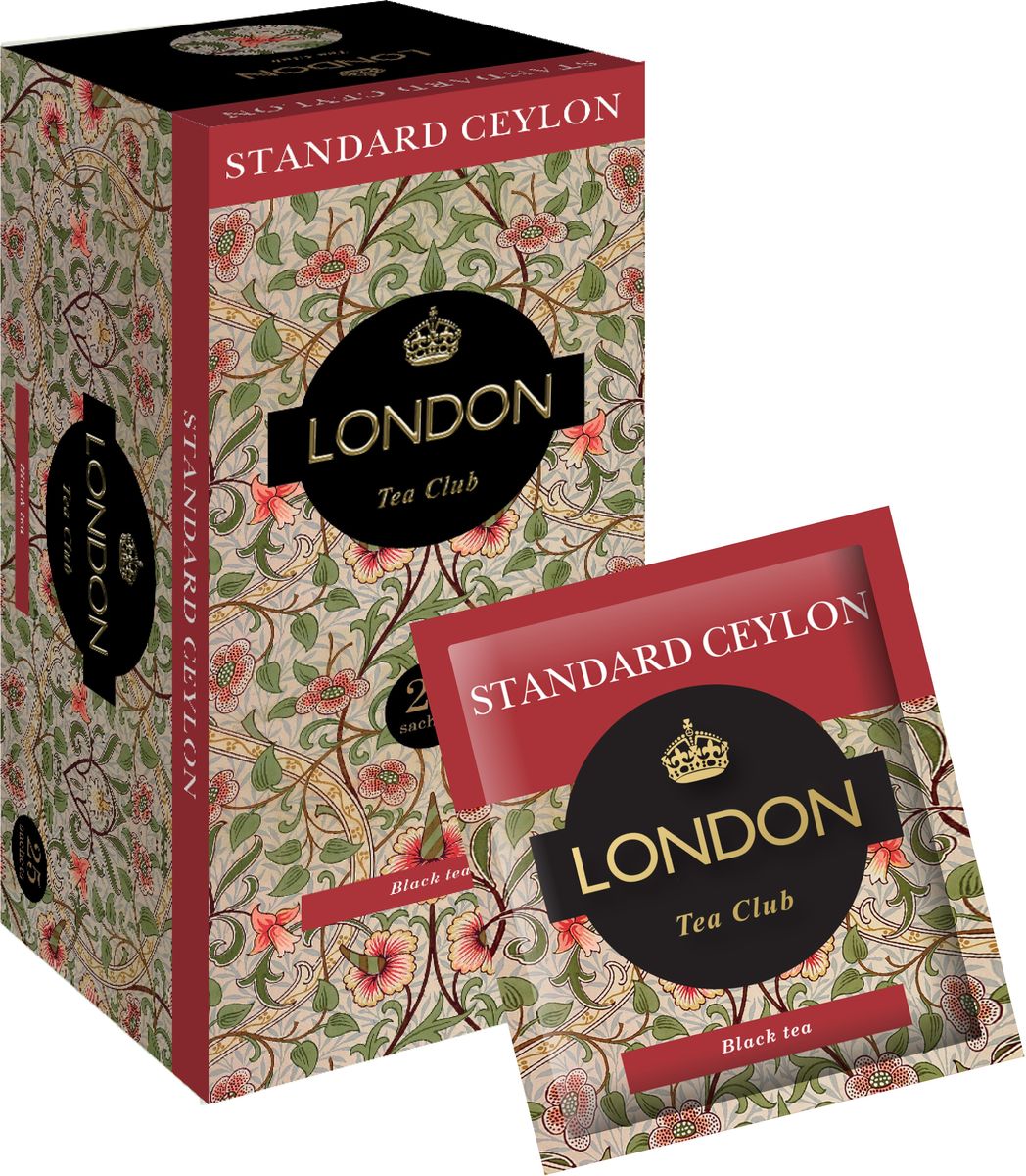 London Tea Club Standard Ceylon черный чай в пакетиках, 25 шт4607051543416 London Tea Club Standard Ceylon черный чай в пакетиках, 25 шт4607051543416Стандарт цейлонского чая хорошо известен своим качеством. Этот чай славится своим ароматом и насыщенным, крепким, терпким вкусом. Отлично сочетается с молоком или лимоном.