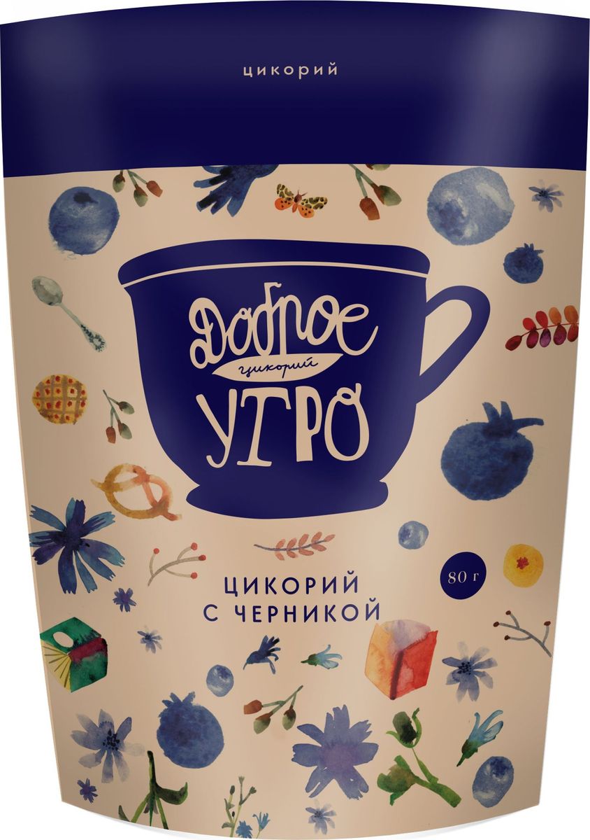 Доброе утро Черника цикорий растворимый, 100 г4607051543621 Доброе утро Черника цикорий растворимый, 100 г4607051543621Вкусный, ароматный, тонизирующий напиток из цикория - прекрасная альтернатива кофе. Поклонникам этого полезного напитка ТМ Доброе утро предлагает популярный бленд Цикорий с черникой