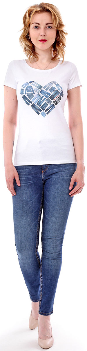 Футболка женская F5, цвет: белый. 170085_12380. Размер S (44)170085_12380/Jeans, TR Porte, white Футболка женская F5, цвет: белый. 170085_12380. Размер S (44)170085_12380/Jeans, TR Porte, whiteЖенская футболка F5, изготовленная из качественного материала, поможет создать модный образ и станет отличным дополнением к повседневному гардеробу. Модель оформлена оригинальным принтом.
