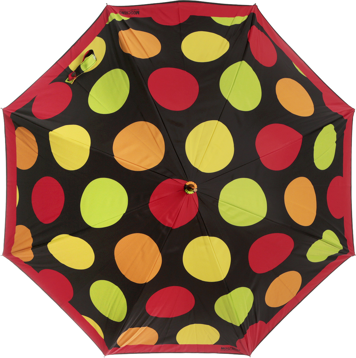 Зонт-трость женский Moschino, полуавтомат, цвет: черный, желтый. M/417-61AUTOA/Black