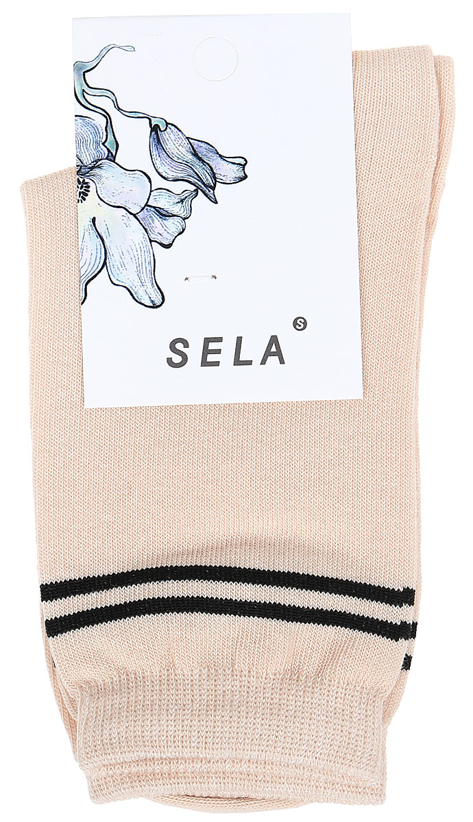 Носки женские Sela, цвет: молочный. SOb-154/064-7462. Размер 23/25SOb-154/064-7462 Носки женские Sela, цвет: молочный. SOb-154/064-7462. Размер 23/25SOb-154/064-7462Удобные женские носки Sela изготовлены из высококачественного приятного на ощупь материала и оформлены контрастными полосками. Благодаря содержанию мягкого хлопка в составе, кожа сможет дышать, а эластан позволяет носкам легко тянуться, что делает их комфортными в носке. Мягкая эластичная резинка плотно облегает ногу, не сдавливая ее, и обеспечивает комфорт и удобство. Уважаемые клиенты! Размер, доступный для заказа, является длиной стопы.