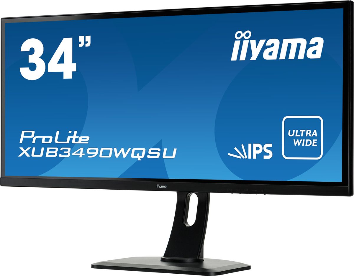 iiyama ProLite XUB3490WQSU-B1, Black мониторXUB3490WQSU-B1 iiyama ProLite XUB3490WQSU-B1, Black мониторXUB3490WQSU-B134 UW IPS panel, 3440x1440 (21:9), Height Adjust. (13cm), 320cdm?, >5mln:1 ACR, Speakers, 2xHDMI, 1HDMI/MHL, DisplayPort, USB-HUB (2x2.0+2x3.0), 5ms