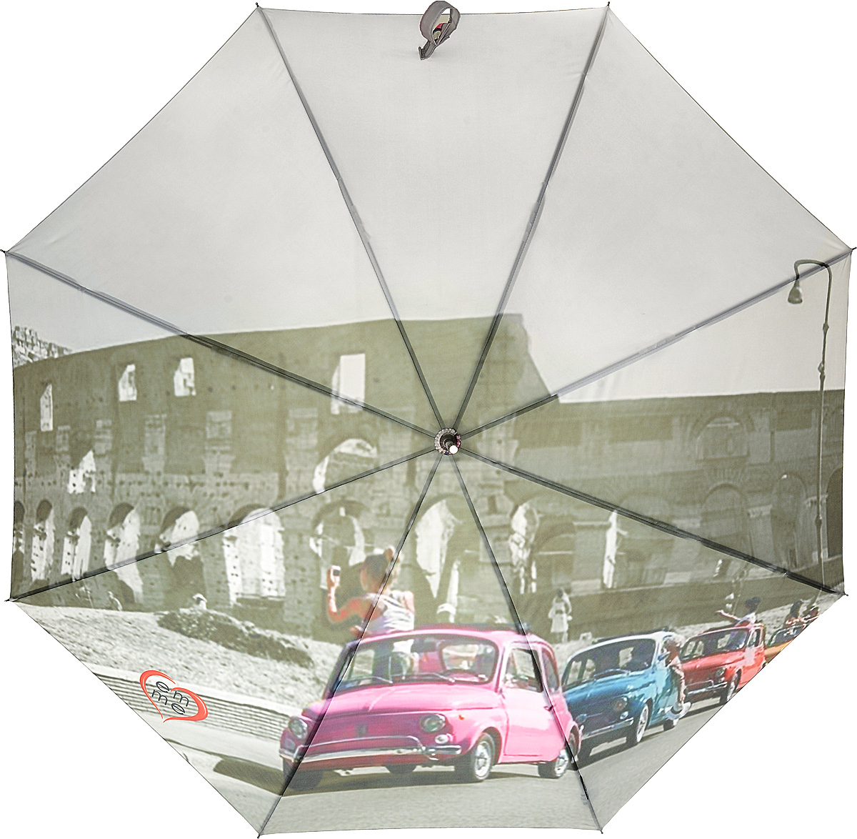 Зонт-трость женский Emme, полуавтомат, цвет: серый, розовый. Е/M405-LA/Roma