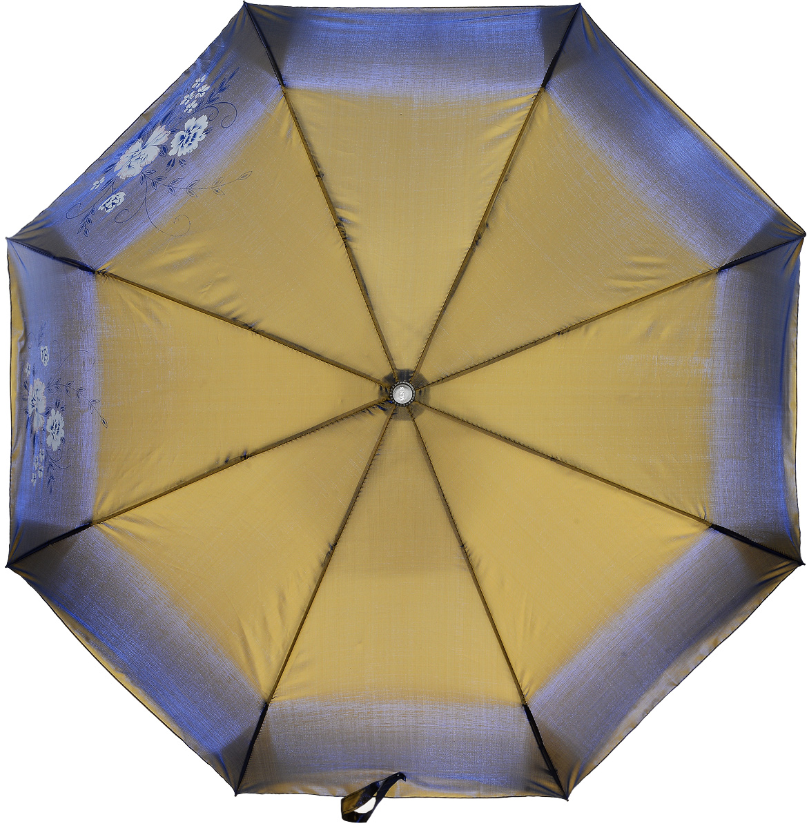 Зонт женский Mitya Veselkov, автомат, 3 сложения, цвет: золотой, синий. ZONT3-20
