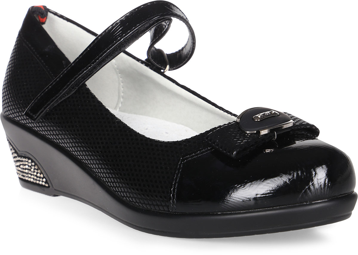 Туфли для девочки Канарейка, цвет: черный. A849-1. Размер 35