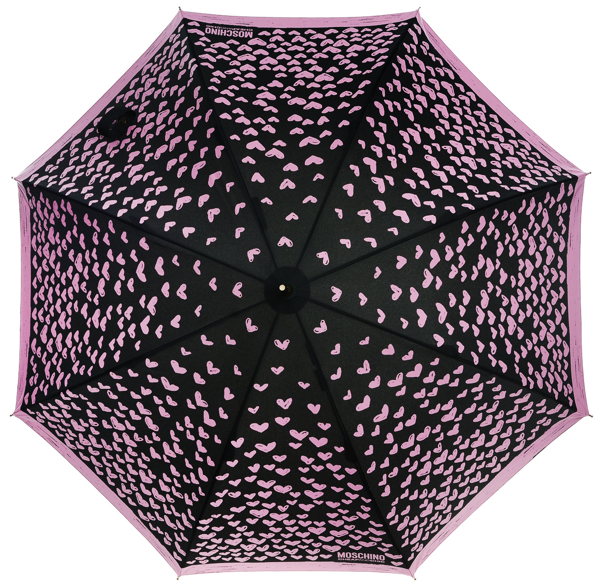 Зонт-трость женский Moschino, полуавтомат, цвет: черный, розовый. M/285-61AUTOJ/Fuxia