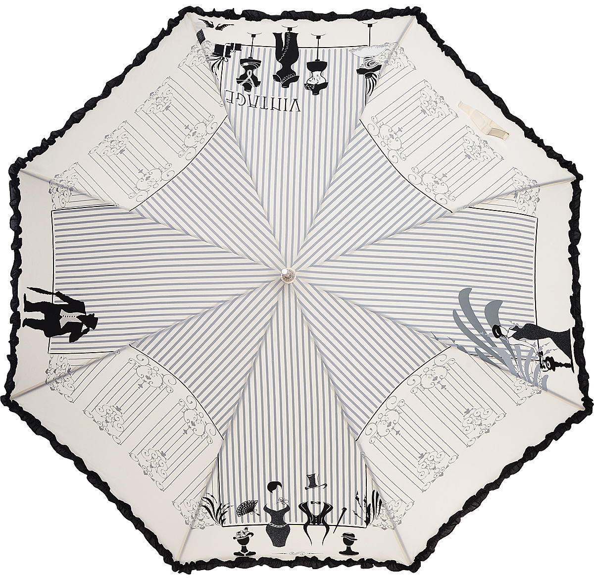 Зонт-трость женский Emme, полуавтомат, цвет: бежевый, черный. Е/M382B-LA/Beige