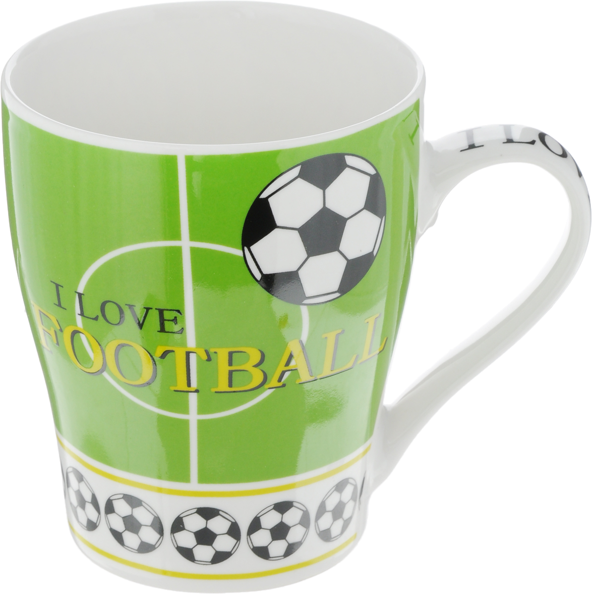 Кружка Loraine Футбол. I love football, 340 мл26656_I love football Кружка Loraine Футбол. I love football, 340 мл26656_I love footballКружка Loraine Футбол. I love football, выполненная из костяного фарфора и украшенная ярким рисунком, станет красивым и полезным подарком для ваших родных и близких. Такая кружка настроит на позитивный лад и подарит хорошее настроение с самого утра. Изделие пригодно для использования в микроволновой печи и холодильнике. Подходит для мытья в посудомоечной машине. Диаметр (по верхнему краю): 8 см. Высота кружки: 10,5 см.
