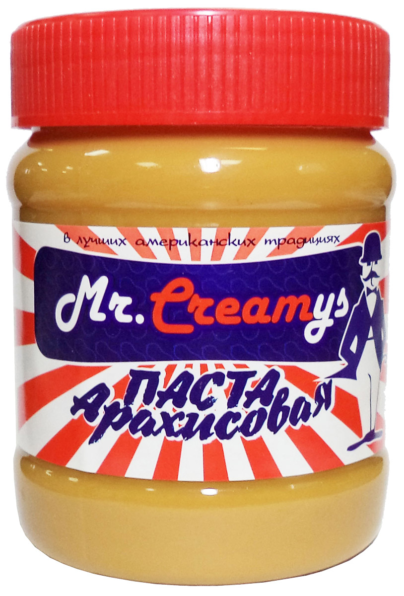 Mr. Creamys арахисовая паста классическая, 340 г4680014730016 Mr. Creamys арахисовая паста классическая, 340 г4680014730016Классическая арахисовая паста производится с соблюдением строжайших требований к качеству и соответствует высшим мировым стандартам. Способов употребления арахисовой пасты достаточно много, но традиционно пасту принято намазывать на тост, печенье или просто кусочек свежего белого хлеба, а затем употреблять с чаем, молоком, какао или кофе.