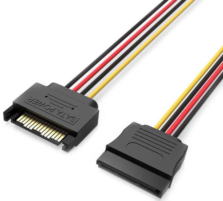 Vention SATA 15pin M/SATA 15pin F, Black кабель питания (0.3 м)