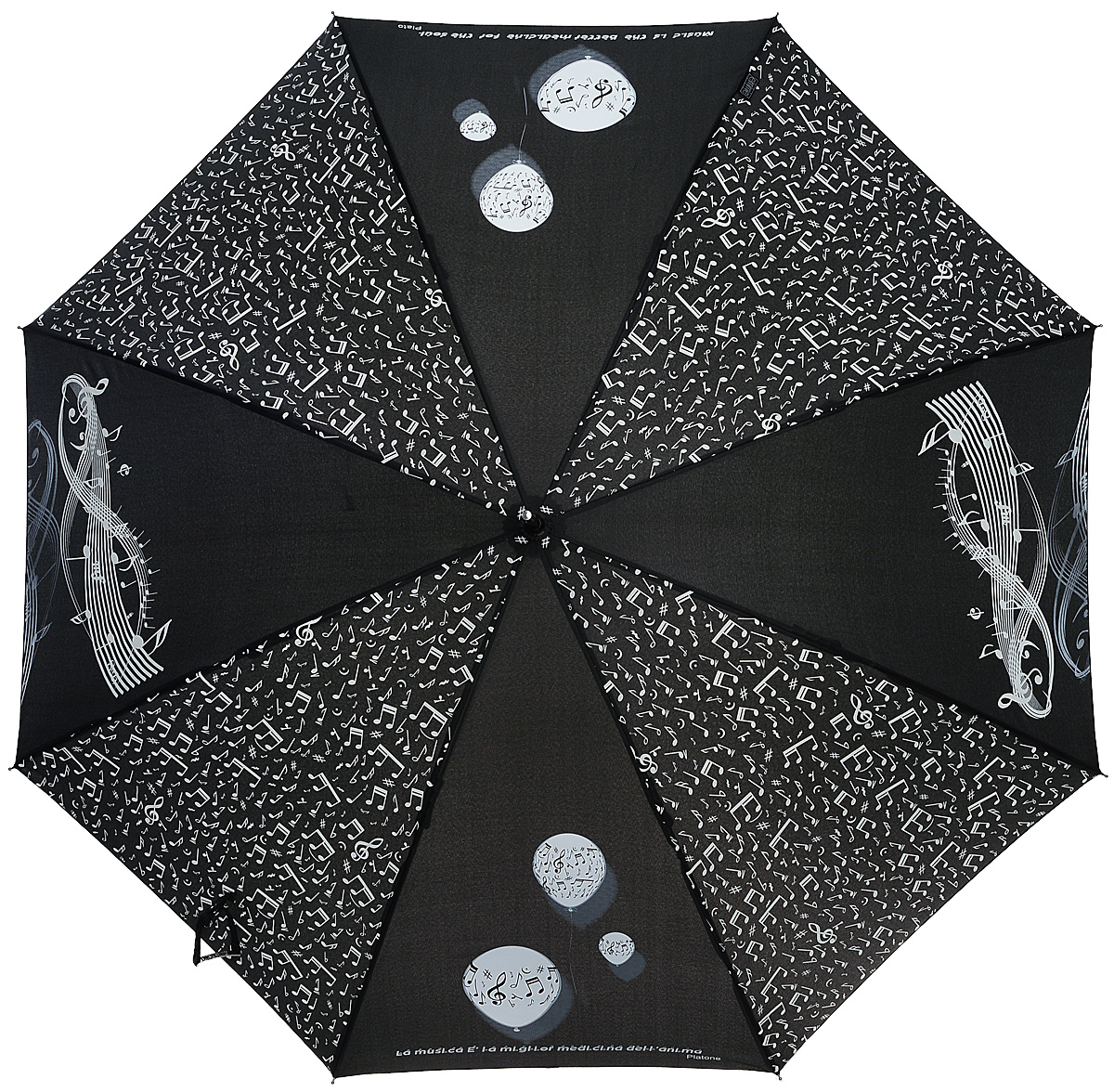 Зонт-трость женский Emme, полуавтомат, цвет: черный, белый. Е/M389B-LA/Nero