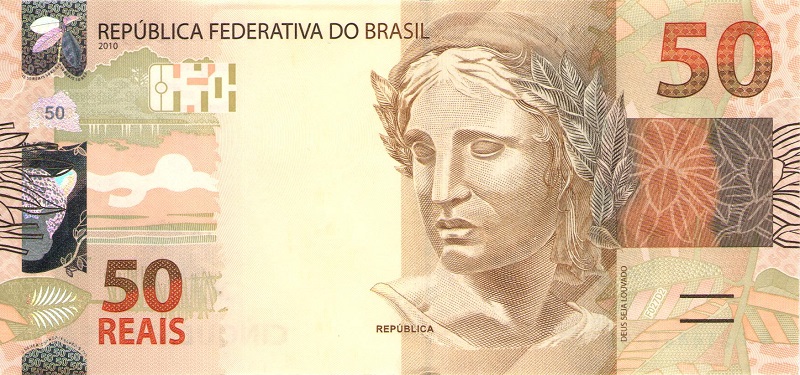 Банкнота номиналом 50 реалов. Бразилия. 2010 год
