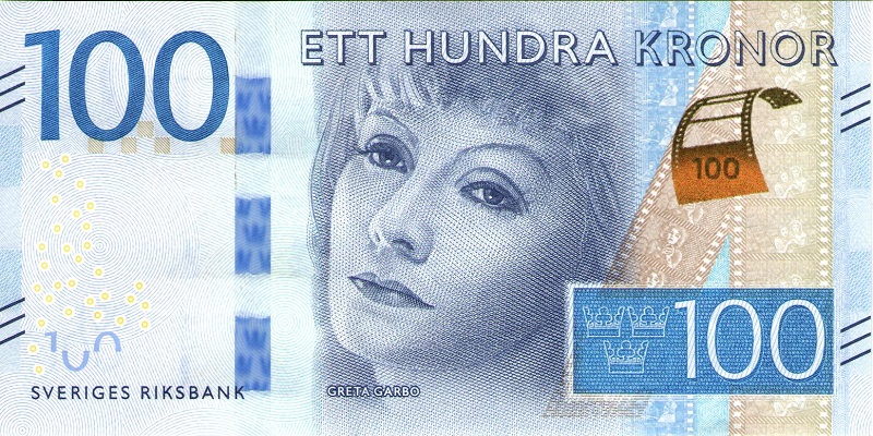 Банкнота номиналом 100 крон. Швеция. 2015 год