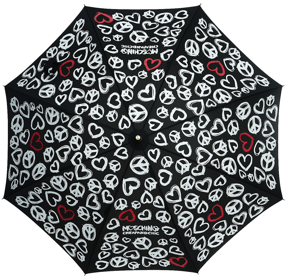 Зонт-трость женский Moschino, полуавтомат, цвет: черный, белый. M/277-63AUTOA/Black