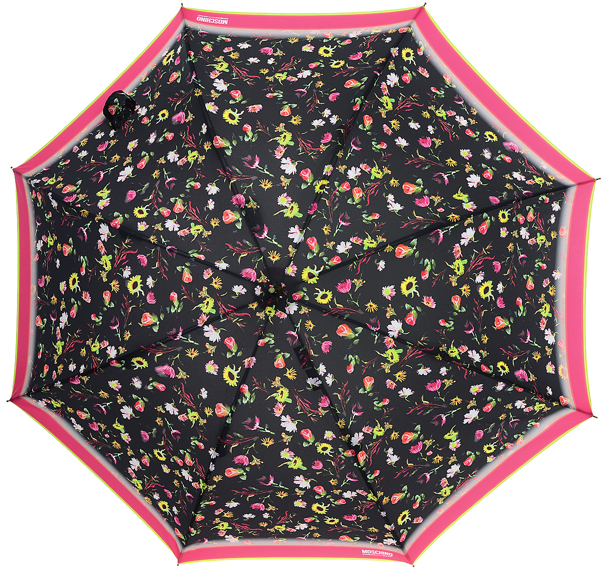 Зонт-трость женский Moschino, полуавтомат, цвет: коричневый, желтый. M/374-61AUTOA/Multi