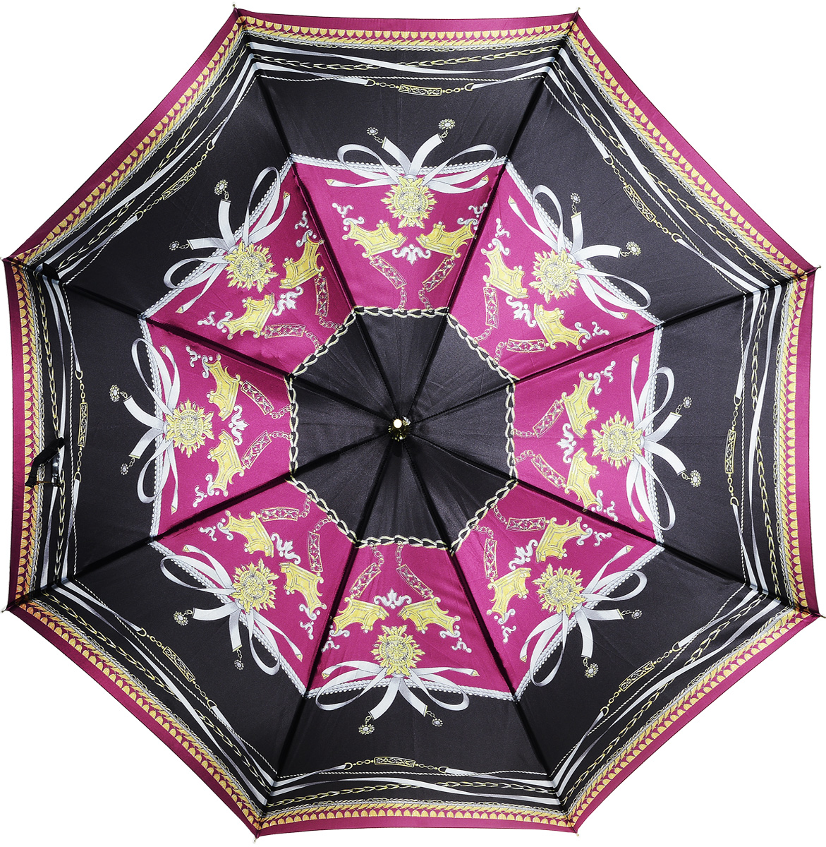 Зонт-трость женский Emme, полуавтомат, цвет: черный, бордовый. Е/M329D-LA/Nero