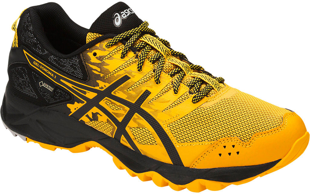 Кроссовки мужские Asics Gel-Sonoma 3 G-Tx, цвет: желтый, черный. T727N-0490. Размер 9H (42)T727N-0490 Кроссовки мужские Asics Gel-Sonoma 3 G-Tx, цвет: желтый, черный. T727N-0490. Размер 9H (42)T727N-0490В беге по пересеченной местности необходимо всю энергию сконцентрировать на достижении цели и наслаждаться моментом и великолепным пейзажем вокруг. Мужские кроссовки Asics Gel-Sonoma 3 G-Tx - это обувь, которая имеет в своем арсенале все необходимое для изменчивых, непостоянных условий кросса. С ними вы можете достигнуть всех своих целей. Эти чрезвычайно прочные кроссовки, учитывающие все особенности бега по пересеченной местности, обеспечат комфорт, устойчивость и поддержку на протяжении всего маршрута. Кроссовки GEL-Sonoma 3 G-TX предназначены для кросса на короткие и средние расстояния и по любой поверхности. Гелевый амортизатор в задней части подошвы, технология EVA для средней части и светоотражатели 3M обеспечивают надежную защиту, а внешняя поверхность подошвы со стабилизацией для кросса гарантирует стабильность и поддержку на любой поверхности.