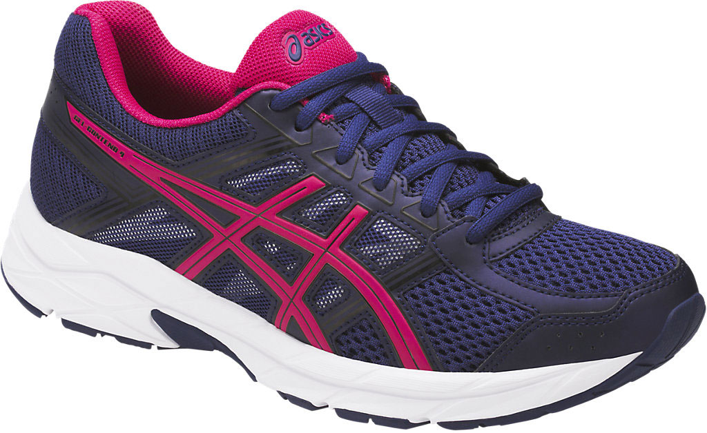 Кроссовки женские Asics Gel-Contend 4, цвет: синий, фуксия. T765N-4920. Размер 8 (38)T765N-4920 Кроссовки женские Asics Gel-Contend 4, цвет: синий, фуксия. T765N-4920. Размер 8 (38)T765N-4920Беговые женские кроссовки Asics Gel-Contend 4 обладают отличной амортизацией. Модель разработана для спортсменов с нейтральной пронацией, для бега на короткие дистанции. Съемную стельку при необходимости можно заменить на ортопедическую. Промежуточная подошва SpEVA изготовлена из вспененного материала для поглощения вибраций, способствует скорейшему восстановлению после сжатия и уменьшает вероятность пробоя промежуточной подошвы. Система амортизации Asics Gel - вставка в задней части промежуточной подошвы снижает нагрузку на ноги и позвоночник спортсмена. Колодка Californian Slip Lasting (Калифорния), верх которой прострочен и соединен со средней подошвой, обеспечивает стабильность и комфорт. Светоотражающие элементы обеспечивают безопасность при условиях плохой видимости.