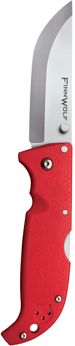 Нож складной Cold Steel Finn Wolf, цвет: красный, длина клинка 3 1/2CS/20NPRDZ Нож складной Cold Steel Finn Wolf, цвет: красный, длина клинка 3 1/2CS/20NPRDZГлавная характеристика складного ножа Finn Wolf — универсальность. Удобная в использовании модель пригодится в повседневной жизни и туристических походах. Ей найдется применение на охоте и рыбалке. В угрожающих жизни ситуациях она станет надежным оружием самообороны.Клинок Norman blade, более известный как финский, превосходно режет и строгает, демонстрирует отличные результаты при колющем ударе. За счет скругления длина режущей кромки увеличена, что облегчает разделку охотничьей добычи.Для изготовления клинка использовалась устойчивая к коррозии сталь AUS-8A. Гибкое лезвие обладает внушительной твердостью 57–58 единиц (шкало Роквелла). Отличительная особенность модели состоит в применении шайб из фосфористой бронзы и прокладок из фторопласта в осевом узле.Режущая кромка заточена «гладким» способом. Даже при самой активной эксплуатации лезвие сохраняет остроту на протяжении долгого периода. Если же оно все-таки затупится, заточить нож можно на любом камне благодаря сечению Scandi grind. Сатинирование на этапе финишной обработки сделало клинок матовым.Открывается нож с помощью шпенька правой или левой рукой. Механизм Back-Lock надежно блокирует лезвие в заданном положении.Голубая рукоять сделана из Grivory. Этот полимер устойчив к агрессивным средам и механическим повреждениям. В жару и холод рукоять удобно ложится в руку, не выскальзывает.Нож оснащен клипсой (для ношения на поясе или в кармане) и отверстием в задней части рукояти (под страховочный корд).