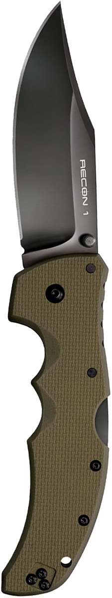 Нож складной Cold Steel Recon 1, цвет: зеленый, длина клинка 4CS/27TLCVG Нож складной Cold Steel Recon 1, цвет: зеленый, длина клинка 4CS/27TLCVGСерия тактических складных ножей Recon 1 обладает максимальной прочностью, долговечностью и надёжностью, которую можно вообразить в складном ноже.Лезвие ножа Cold Steel Recon 1— изготовлено из американской стали CTS-XHP и обработано не отражающим покрытием DLC. Рукоять ножа выполнена из высококлассного G-10, а благодаря её форме, нож идеально и прочно сидит в руке.Замок TRI-AD Lock позволяет здесь выдерживать нагрузку в 90кг., давая огромный запас надёжности замку этого ножа. Cold Steel 27TLCC Recon 1 Clip Point — лёгкий, тонкий и невероятно жёсткий. Лезвие ножа в стиле Tanto многим придётся по душе. Нож подходит для использования, как правшам, так и левшам.
