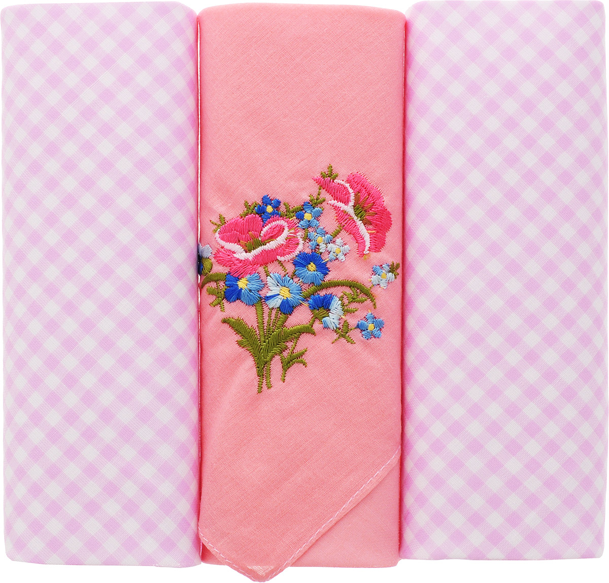 Платок носовой женский Zlata Korunka, цвет: розовый, 3 шт. 90330-12. Размер 29 см х 29 см
