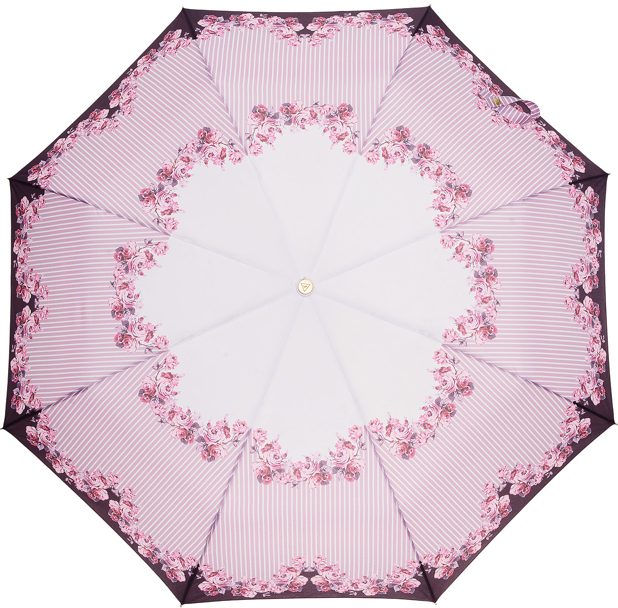 Зонт женский Fabretti, автомат, 3 сложение, цвет: темно-коричневый, белый, розовый. L-17106-2