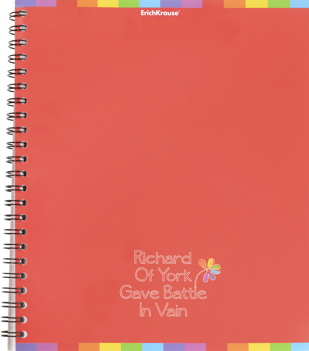 Erich Krause Тетрадь 60л Rainbow красный35636_красный Erich Krause Тетрадь 60л Rainbow красный35636_красныйОбщая тетрадь Erich Krause Rainbow на металлическом гребне пригодится как школьнику, так и студенту. Такое практичное и надежное крепление позволяет отрывать листы и полностью открывать тетрадь на столе. Обложка изготовлена из картона. Внутренний блок выполнен из белой бумаги в стандартную клетку без полей. Тетрадь содержит 60 листов формата А5.Вне зависимости от профессии и рода деятельности у человека часто возникает потребность сделать какие-либо заметки. Именно поэтому всегда удобно иметь эту тетрадь под рукой, особенно если вы творческая личность и постоянно генерируете новые идеи.