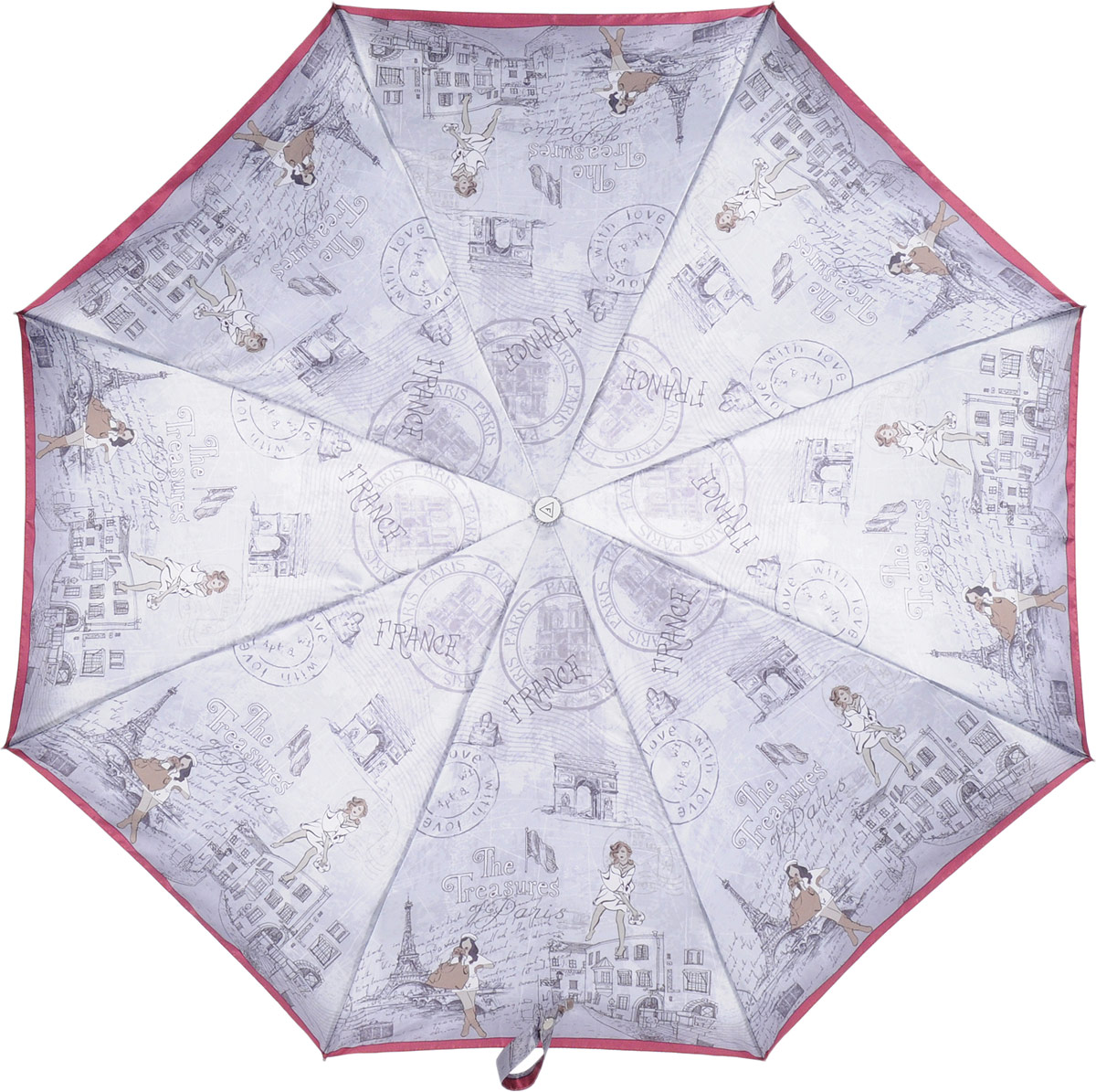 Зонт женский Fabretti, автомат, 3 сложения, цвет: серый, розовый. L-17100-8