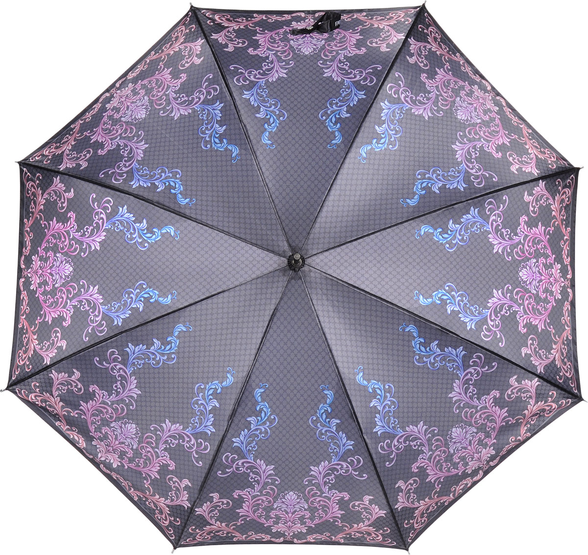 Зонт-трость женский Fabretti, полуавтомат, цвет: черный. 1704