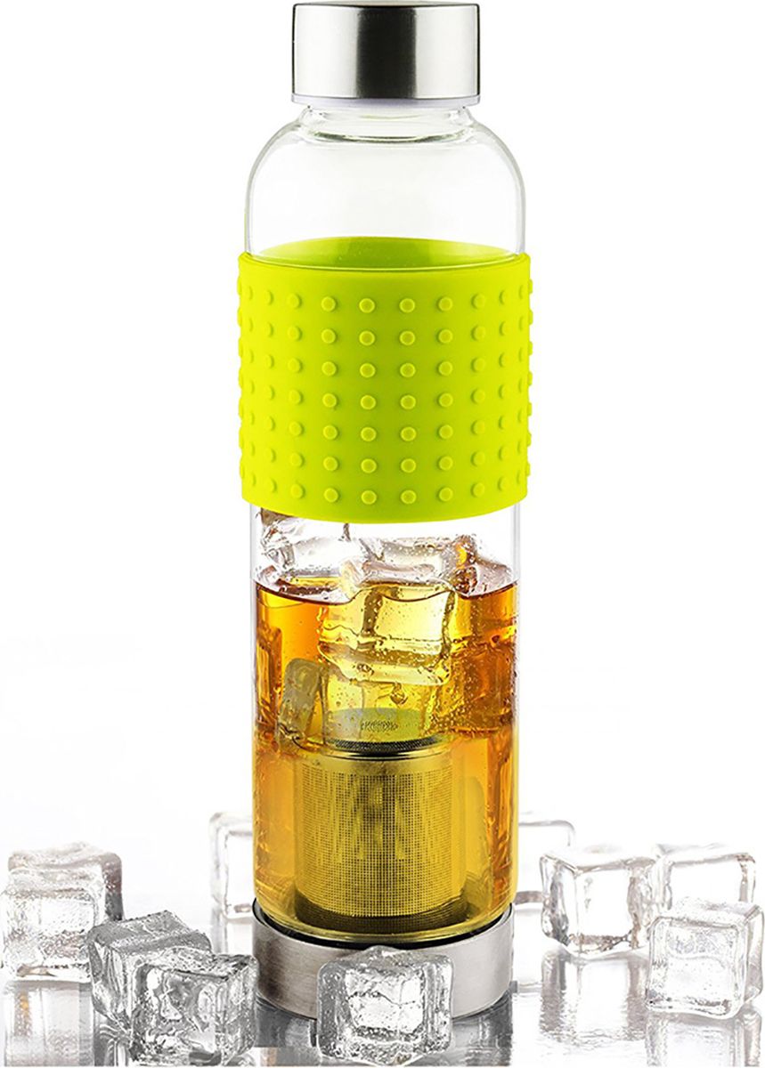 Бутылка Asobu Ice t 2 go, цвет: зеленый, 400 млIT2GO lime Бутылка Asobu Ice t 2 go, цвет: зеленый, 400 млIT2GO limeБутылка Asobu Ice t 2 go меет ряд функциональных особенностей, например, откручивающееся дно. Дело в том, что ситечко для заварки распагается на дне бутылки, это сделано для лучшего заваривания напитка. А для удобного удерживания Ice t 2 go обернута рильефным силиконовым кольцом, которое выступает ярким пятном и отлично вписывается в общую концепцию Asobu. Засыпьте ваш любимый чай в ситечко для заварки, залейте горячей водой, добавьте несколько кубиков льда и вы получите идеальный холодный чай в дорогу. Особенности:Можно мыть в посудомоечной машине.BPA FREE (материал, из которого изготовлено изделие, не содержит Бисфенол А).Термостойкое стекло.Силиконовая накладка.Емкость 400 мл.