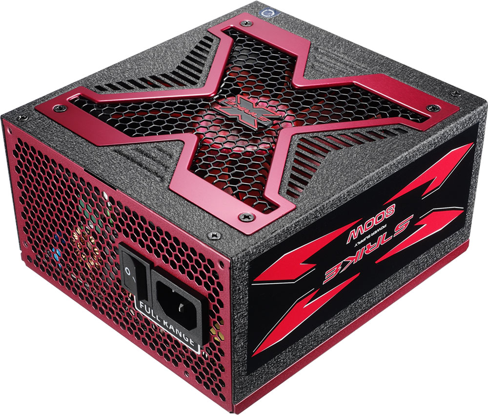 Aerocool Strike-X 800 блок питания для компьютераSTRIKE-X 800 Aerocool Strike-X 800 блок питания для компьютераSTRIKE-X 800Aerocool Strike-X 800 - блок питания в стильном корпусе с эмблемой Strike-X, способный выдержать длительную нагрузку. Имеет сертификат эффективности 80Plus Silver. Поддерживает двухъядерные процессоры, технологии ATICrossFire и NVIDIA SLI, а также многоядерные графические процессоры для видеокарт на основе любых технологий.Кабели 20+4 pin, 8 pin и 4+4 pin (для процессора) длиной до 700 мм обеспечивают удобство подключения компонентов в любой части. Также имеет 5 коннекторов PCIe 6+2 pin для видеокарт и 8 коннекторов SATA для подключения нескольких жёстких дисков. Кабели в сетчатой оплётке подключаются к БП по мере необходимости, не занимают лишнего места в корпусе и не мешают циркуляции воздуха.Оснащен бесшумным и мощным 13,9-см вентилятором с умной системой управления скоростью. Теперь при обычной нагрузке вентилятор работает на малых оборотах и практически не шумит. L-образный радиатор увеличивает площадь рассеивания тепла. Преобразователь постоянного тока для выходного напряжения в 3,3 и 5 В повышает эффективность работы БП.Блок питания Aerocool Strike-X 800 защищён от перегрузки по мощности и по напряжению, от низкого напряжения, от короткого замыкания в сети и от перегрева.