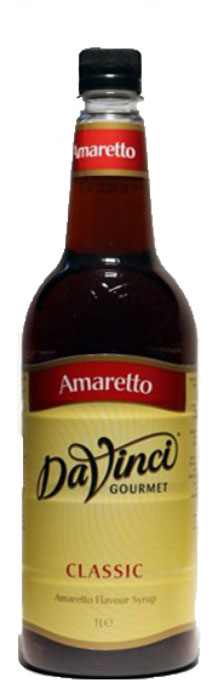 DaVinci Амаретто сироп, 1 л20393705 DaVinci Амаретто сироп, 1 л20393705Сироп Da Vinci Amaretto - безалкогольный вариант именитого итальянского миндального ликера из Саронно. Сладкий деликатес изготавливается из экологически чистого сырья, поэтому его качество находится на высшем уровне. Сироп Да Винчи Амаретто производится в соответствии с международными стандартами. Чашечка горячего кофе с этим лакомством будет роскошно пахнуть, к тому же, придаст больше бодрости и сил. В аромате превосходного сиропа отчетливо чувствуются насыщенный вкус миндаля, а во вкусе - нотки абрикосовых и миндальных косточек. Сироп Da Vinci Amaretto - идеальная приправа для кофе, чая или других напитков. Напиток разливается в пластиковые бутылки, которые надолго сохраняют сладкий ингредиент.