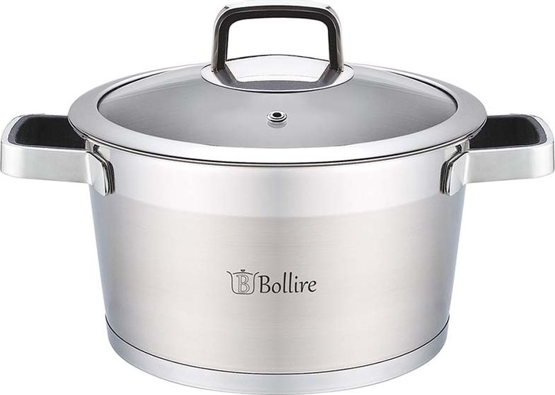 Кастрюля Bollire, с крышкой, 3,1 л. BR-2103BR-2103 Кастрюля Bollire, с крышкой, 3,1 л. BR-2103BR-2103 загнутая кромка индукционное дно ручка и кнопка из нержавеющей стали с силиконовым покрытием матовое внутреннее покрытие с выгравированной шкалой, снаружи 1/3 зеркальная полировка, 2/3 матовое покрытие