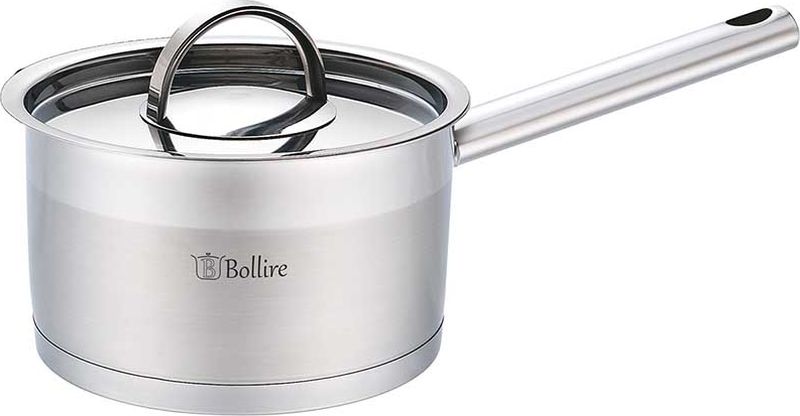 Ковш Bollire, с крышкой, 1,8 л. Диаметр 16 смBR-2301 Ковш Bollire, с крышкой, 1,8 л. Диаметр 16 смBR-2301Ковш Bollire изготовлен из высококачественной нержавеющей стали. На внутренней стороне имеется шкала литража, что обеспечивает дополнительное удобство при приготовлении пищи. Капсулированное дно с вплавленной алюминиевой прослойкой позволяет равномерно распределять и значительно дольше сохранять тепло в посуде, а также предотвращает пригорание пищи и обеспечивает более быстрое приготовление блюд с сохранением вкусовых и полезных свойств продуктов.Удобная ненагревающаяся ручка, выполненная из нержавеющей стали, надежно крепится к корпусу ковша. Крышка из нержавеющей стали плотно прилегает к краю кастрюли, предотвращая проливание жидкости и сохраняя аромат блюд. Ковш подходит для использования на всех типах плит, включая индукционные.