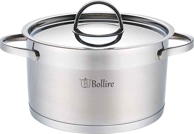 Кастрюля Bollire, с крышкой, 3,4 лBR-2303 Кастрюля Bollire, с крышкой, 3,4 лBR-2303Кастрюля Bollire изготовлена из высококачественной нержавеющей стали. Кастрюля имеет трехслойное дно, которое позволяет использовать ее на всех типах плит, включая индукционные. Она оснащена двумя удобными ручками. Стальная крышка плотно прилегает к краю кастрюли, сохраняя аромат блюд.