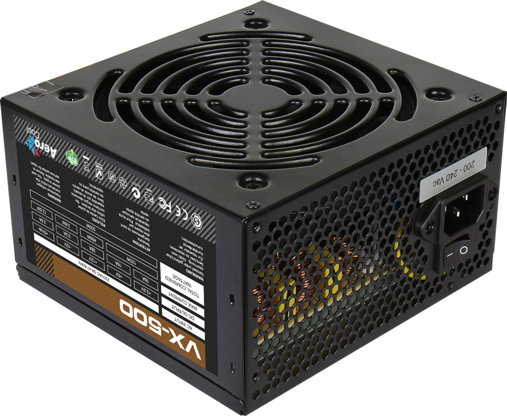 Aerocool VX-500W блок питания для компьютера4713105953602 Aerocool VX-500W блок питания для компьютера4713105953602Aerocool VX-500W - это эффективный, надёжный и недорогой блок питания с низким уровнем шумов и помех.Блоки питания линейки VX - самые доступные в ассортименте Aerocool и предназначены для систем начального уровня. Они собраны из высококачественных компонентов и обеспечивают стабильное и надёжное питание для всего системного блока.Хотя устройства линейки VX предназначены для сборки систем начального уровня, Aerocool снабдила их всем необходимым. БП VX работает без шумов и помех, защищён от перепадов напряжения в сети и оборудован 12-см вентилятором с умным управлением скоростью вращения.