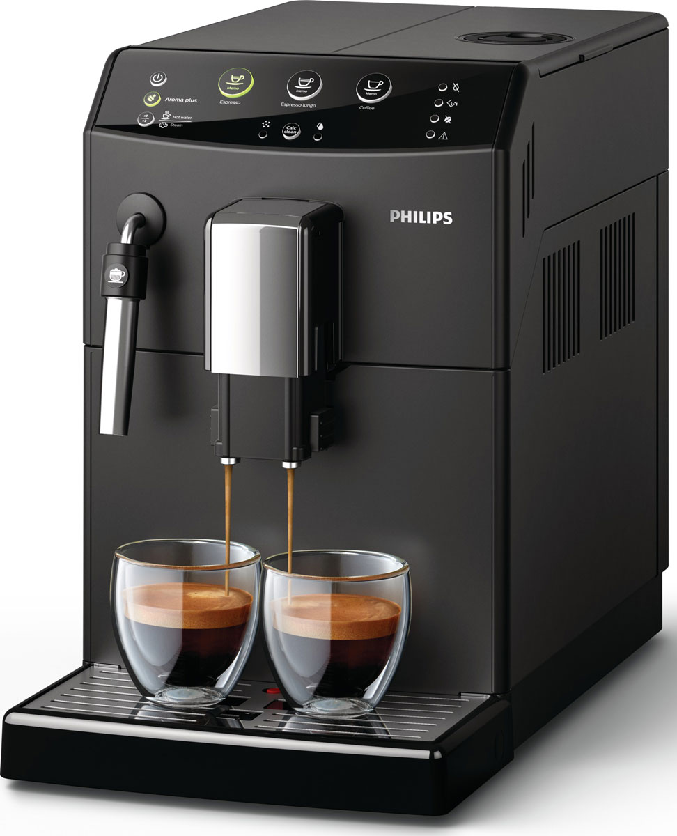Philips HD8827/09, Black кофемашинаHD8827/09 Philips HD8827/09, Black кофемашинаHD8827/09Philips серии 3000 CMF благодаря компактному размеру и высокой вместимости позволяет наслаждаться эспрессо и классическим кофе из свежих зерен — требуется лишь одно нажатие кнопки. Готовьте великолепный капучино за считаные секунды, используя классический капучинатор.Разнообразие кофейных напитков на любой вкус:Четыре превосходных напитка на выбор — в вашем распоряженииКлассический капучинатор для великолепной молочной пенкиВыбор объема напитка, 2 настройки крепости и 5 степеней помолаГотовьте 2 чашки одновременно с помощью специальной функцииНастройте и сохраните свой собственный профильВсегда свежий кофе:100%-но керамические жернова обеспечивают долговечность и неизменное качество помолаРегулируйте носик подачи кофе в соответствии с размером чашкиГорячий кофе с первой чашки благодаря быстрому нагреву бойлераПолные характеристики во вкладке Обзор товара.