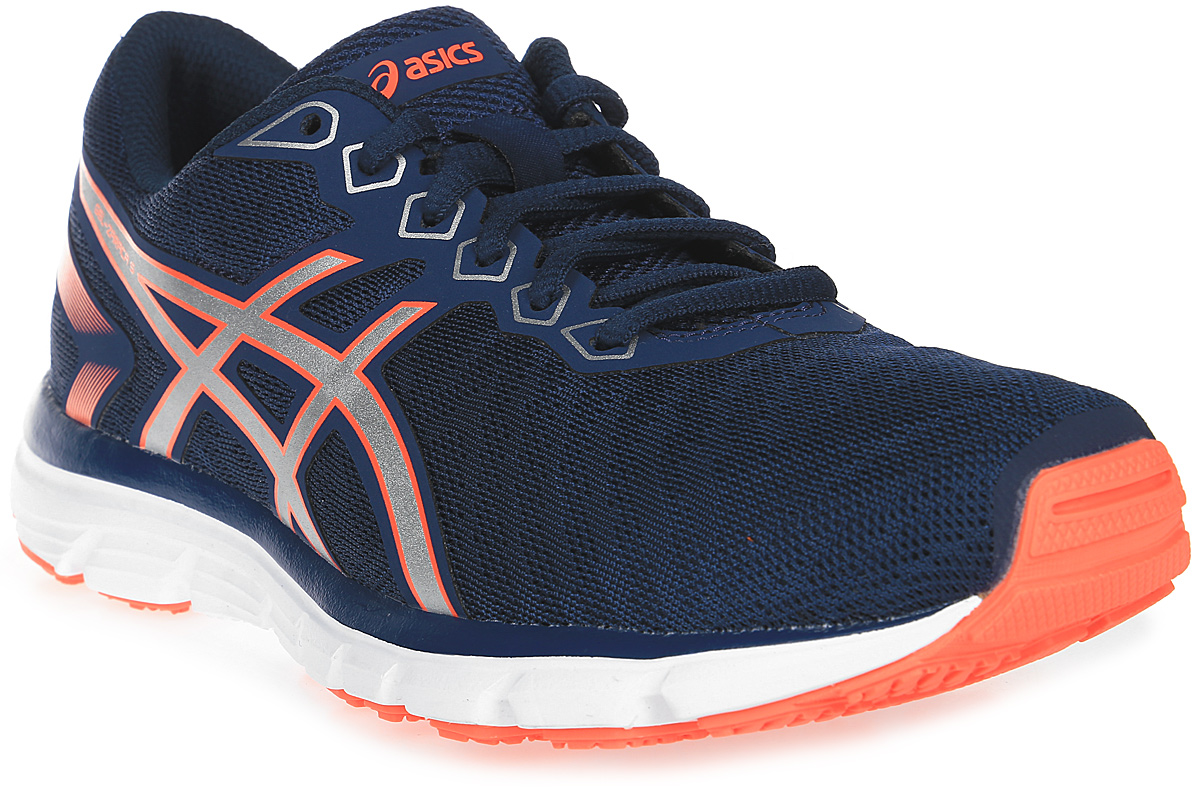 Кроссовки женские Asics Gel-Zaraca 5, цвет: темно-синий. T6G8N-4993. Размер 6H (36)T6G8N-4993 Кроссовки женские Asics Gel-Zaraca 5, цвет: темно-синий. T6G8N-4993. Размер 6H (36)T6G8N-4993Женские беговые кроссовки дадут отличный старт вашим пробежкам и тренировкам в спортзале. Благодаря амортизации вы будете чувствовать себя комфортно и на асфальте, и на беговой дорожке. Дышащая сетка дарит ногам ощущение прохлады. Спринтерский образ благодаря стилю, заимствованному из мира скоростного бега. Ощущение прохлады во время бега благодаря новому бесшовному сетчатому верху. Комфорт благодаря отличной амортизации.