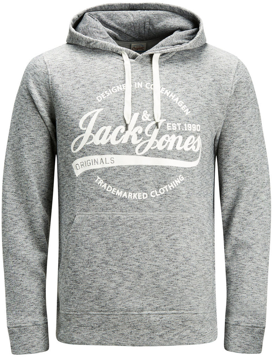 Толстовка мужская Jack & Jones, цвет: серый. 12125053_Asphalt. Размер XL (52)12125053_Asphalt Толстовка мужская Jack & Jones, цвет: серый. 12125053_Asphalt. Размер XL (52)12125053_AsphaltМужская толстовка Jack & Jones выполнена из натурального хлопка. Модель с длинными рукавами и капюшоном на груди оформлена принтованной надписью. Спереди толстовка дополнена карманом кенгуру.