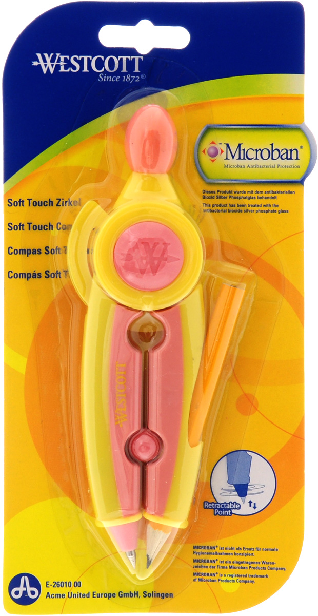 Westcott Циркуль с карандашом с антибактериальным покрытием цвет желтый розовый