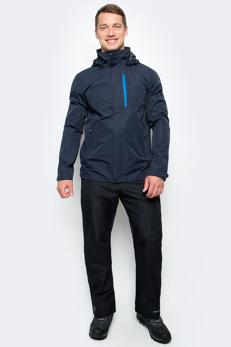 Куртка мужская Icepeak, цвет: темно-синий. 756235577IVT_390. Размер XS (46)756235577IVT_390 Куртка мужская Icepeak, цвет: темно-синий. 756235577IVT_390. Размер XS (46)756235577IVT_390Мужская куртка с подкладкой Icepeak выполнена из качественного полиэстера. Модель с длинными рукавами застегивается на застежку-молнию и планку с кнопками. Изделие дополнено капюшоном и двумя внешними карманами.