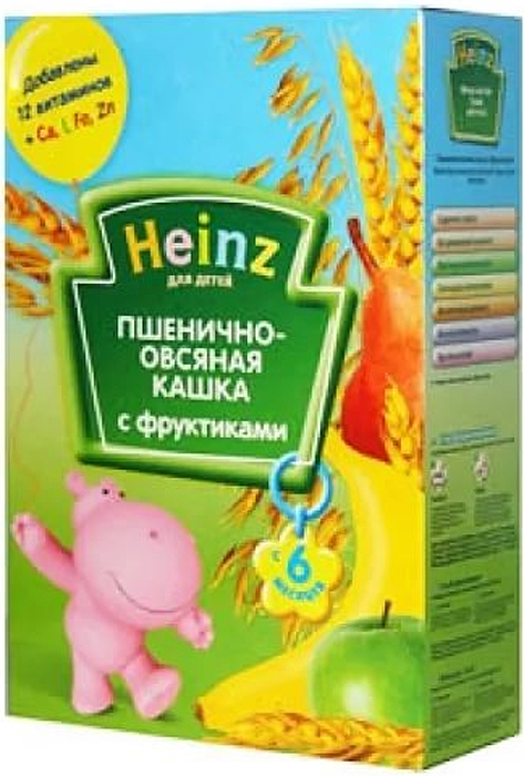 Heinz каша пшенично-овсяная с фруктиками, с 6 месяцев, 200 г79000262 Heinz каша пшенично-овсяная с фруктиками, с 6 месяцев, 200 г79000262Для 6-месячного ребёнка возьмите 30 г (4 столовых ложек) сухого продукта на 170 мл воды. Налейте указанное количество вскипячённой и остуженной до 40°С воды в тарелочку. Тщательно перемешивая, всыпьте рекомендуемое количество сухой каши до получения однородной консистенции. Не варите. Продукт содержит глютен и может содержать незначительное количество молока.