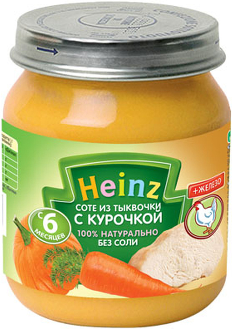Heinz пюре соте из тыквочки с курочкой, с 6 месяцев, 120 г70173300 Heinz пюре соте из тыквочки с курочкой, с 6 месяцев, 120 г70173300Продукт готов к употреблению. Перед употреблением перемешать. Нужное количество подогреть, не добавляя соли. Не разогревать повторно.