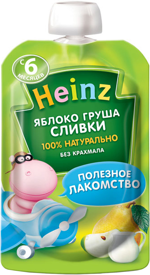 Heinz пюре яблоко груша сливки, с 6 месяцев, 90 г (пауч)75980277 Heinz пюре яблоко груша сливки, с 6 месяцев, 90 г (пауч)75980277Продукт готов к употреблению. Откройте крышку и кормите с ложечки. Более взрослые дети могут употреблять продукт непосредственно из упаковки. Если продукт необходимо разогреть, поместите упаковку в теплую воду. Не разогревать в микроволновой печи.
