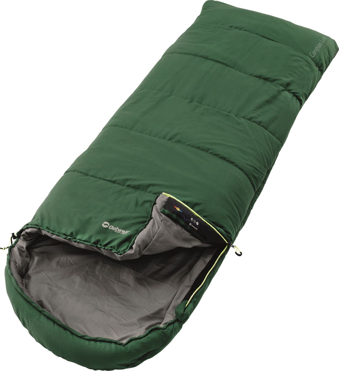 Спальный мешок Outwell Campion Lux Green, левосторонняя молния, цвет: зеленый230185 Спальный мешок Outwell Campion Lux Green, левосторонняя молния, цвет: зеленый230185Спальные мешки Outwell Campion Lux Green выполнены из трикотажного полиэстера. В спальнике в качестве наполнителя используется двойной слой Isofill. Снабженный всеми функциями, спальный мешок надежно прослужит вам не один год.Особенности:Комфортный капюшон.Защита молнии для тепла на полную длину.Внутренний карман для небольших вещей.Угловые петли крепления вкладыша.Компрессионный мешок.Защита от заедания молнии.